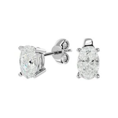 Moissanite Earrings | 1 Carat Oval Shape Moissanite Stud Earrings In Platinum | SuperJeweler