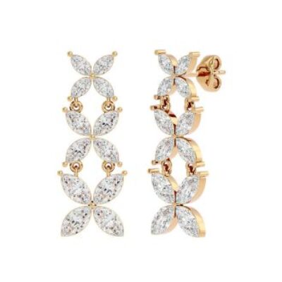 Diamond Drop Earrings | 3 3/4 Carat Diamond Dangle Earrings In 14 Karat Yellow Gold