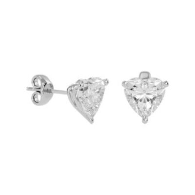 Moissanite Earrings | 1 Carat Heart Shape Moissanite Stud Earrings In 14 Karat White Gold | SuperJeweler