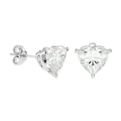 Moissanite Earrings | 1 1/2 Carat Heart Shape Moissanite Stud Earrings In 14 Karat White Gold | SuperJeweler