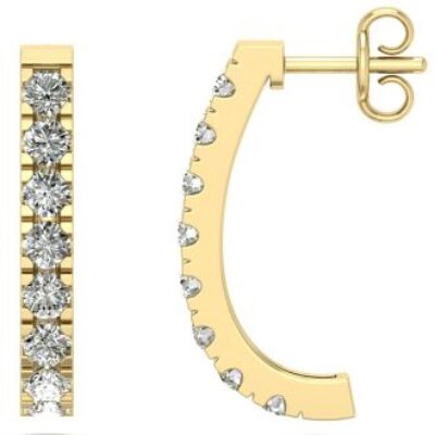 Diamond Hoop Earrings | 1 1/4 Carat Diamond J Hoop Earrings In 14 Karat Yellow Gold | SuperJeweler