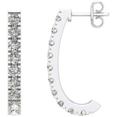 Diamond Hoop Earrings | 2 Carat Diamond J Hoop Earrings In 14 Karat White Gold | SuperJeweler