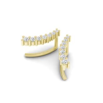 1/5ct Diamond Ear Climbers In 14K Yellow Gold