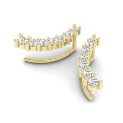 1/2ct Diamond Ear Climbers In 14K Yellow Gold