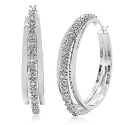 1/2 Carat Diamond Hoop Earrings, 1 1/2 Inches | SuperJeweler