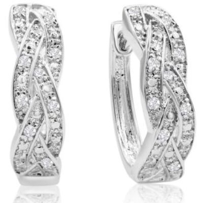 Diamond Hoop Earrings | 1/4ct Oval Shape Diamond Infinity Hoop Earrings In Sterling Silver | SuperJeweler