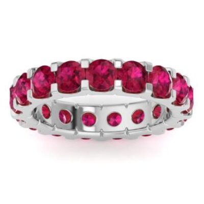 Ruby Eternity Ring | 4 Carat Ruby Eternity Ring Size 5