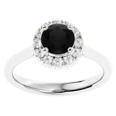 Black Diamond Rings | 1 1/3 Carat Halo Black Diamond Ring