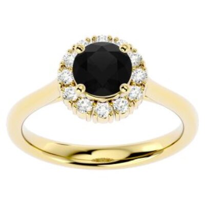 Black Diamond Rings | 1 1/3 Carat Halo Black Diamond Ring