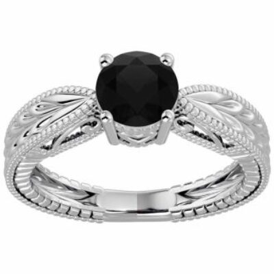 Black Diamond Rings | 1 Carat Black Diamond Solitaire Engagement Ring