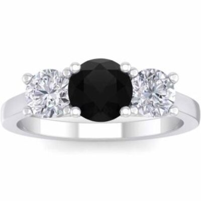 Black Diamond Rings | 2 Carat Black Diamond Three Stone Ring