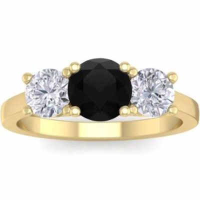 Black Diamond Rings | 2 Carat Black Diamond Three Stone Ring