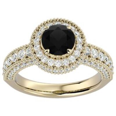 Black Diamond Rings | 2 1/2 Carat Black Diamond Halo Engagement Ring