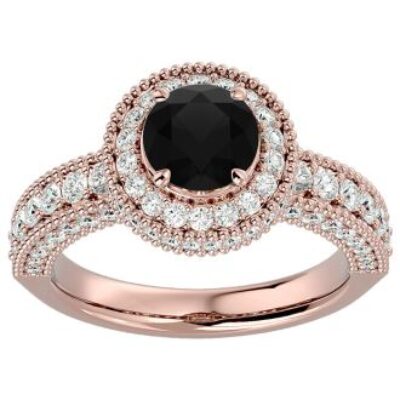 Black Diamond Rings | 2 1/2 Carat Black Diamond Halo Engagement Ring