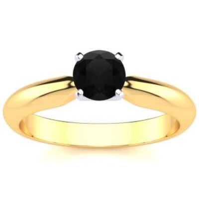 Black Diamond Rings | 1/2 Carat Black Diamond Solitaire Engagement Ring