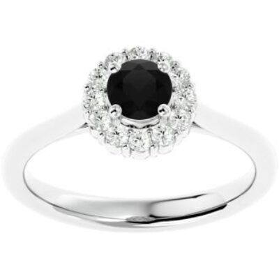 Black Diamond Rings | 3/4 Carat Halo Black Diamond Ring