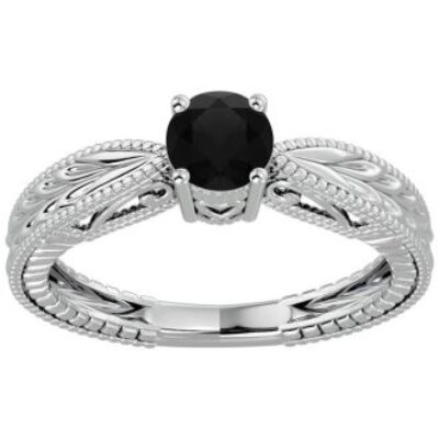 Black Diamond Rings | 1/2 Carat Black Diamond Solitaire Engagement Ring