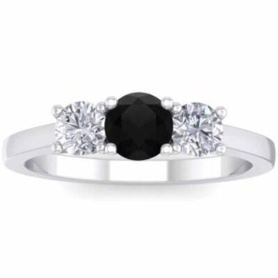 Black Diamond Rings | 1 Carat Black Diamond Three Stone Ring