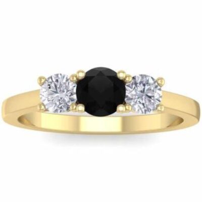 Black Diamond Rings | 1 Carat Black Diamond Three Stone Ring