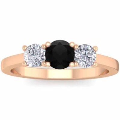 Black Diamond Rings | 1 Carat Black Diamond Three Stone Ring