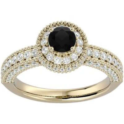 Black Diamond Rings | 1 1/2 Carat Black Diamond Halo Engagement Ring