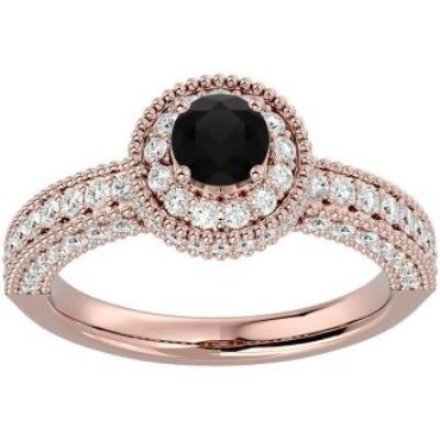 Black Diamond Rings | 1 1/2 Carat Black Diamond Halo Engagement Ring