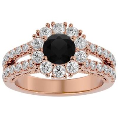 Black Diamond Rings | 2 1/4 Carat Black Diamond Halo Engagement Ring