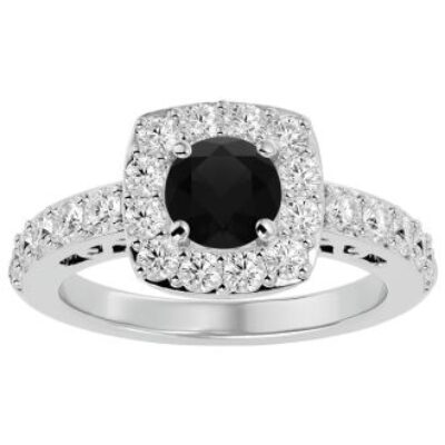 Black Diamond Rings | 2 1/2 Carat Black Diamond Halo Engagement Ring