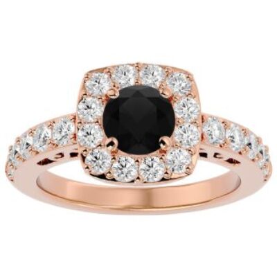 Black Diamond Rings | 2 1/2 Carat Black Diamond Halo Engagement Ring