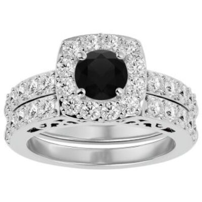 Black Diamond Rings | 3 Carat Black Diamond Bridal Set