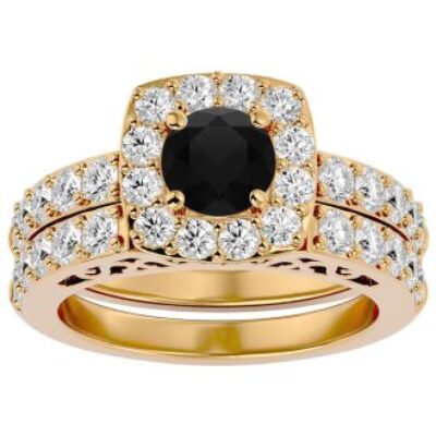 Black Diamond Rings | 3 Carat Black Diamond Bridal Set