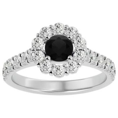 Black Diamond Rings | 1 1/2 Carat Halo Black Diamond Ring