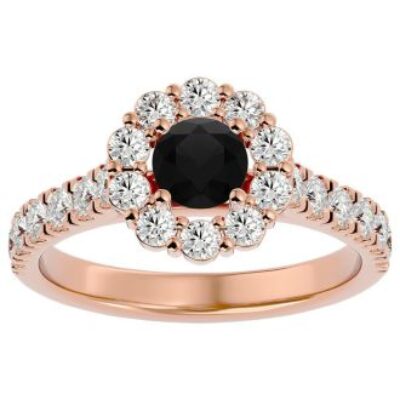 Black Diamond Rings | 1 1/2 Carat Halo Black Diamond Ring