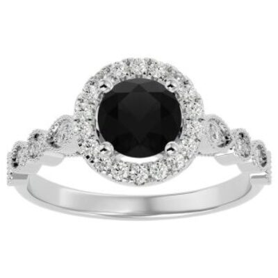 Black Diamond Rings | 1 1/3 Carat Halo Black Diamond Ring