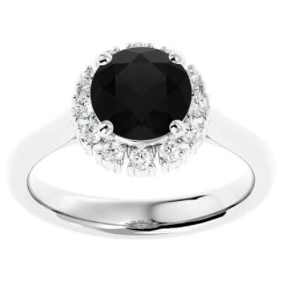 Black Diamond Rings | 2 1/3 Carat Halo Black Diamond Ring