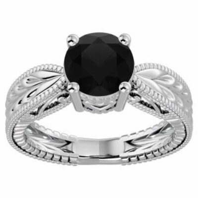 Black Diamond Rings | 2 Carat Black Diamond Solitaire Engagement Ring