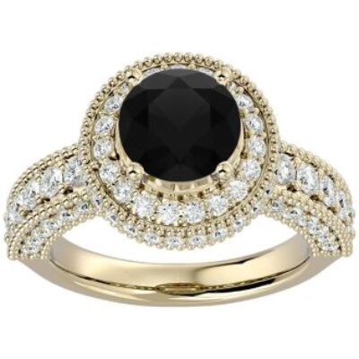 Black Diamond Rings | 3 1/2 Carat Black Diamond Halo Engagement Ring