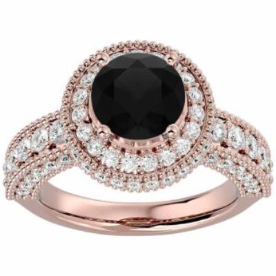 Black Diamond Rings | 3 1/2 Carat Black Diamond Halo Engagement Ring