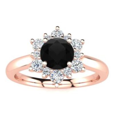 Black Diamond Rings | 2 3/4 Carat Round Shape Flower Halo Black Diamond Ring