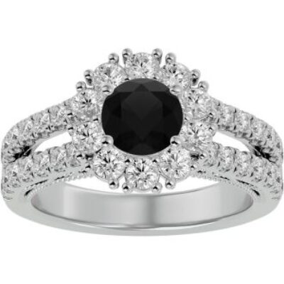 Black Diamond Rings | 4 Carat Black Diamond Halo Engagement Ring