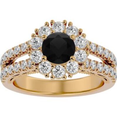 Black Diamond Rings | 4 Carat Black Diamond Halo Engagement Ring