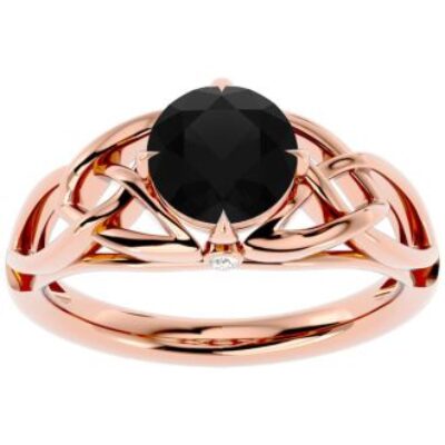 Black Diamond Rings | 1 1/2 Carat Celtic Love Knot Black Diamond Engagement Ring In 14 Karat Rose Gold