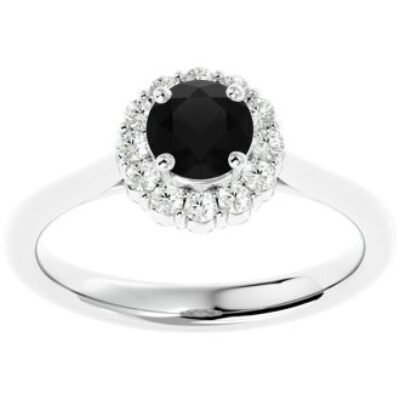 Black Diamond Rings | 1 Carat Halo Diamond Engagement Ring In 14 Karat White Gold