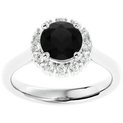 Black Diamond Rings | 1 3/4 Carat Halo Diamond Engagement Ring In 14 Karat White Gold