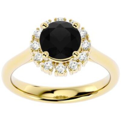 Black Diamond Rings | 1 3/4 Carat Halo Diamond Engagement Ring In 14 Karat Yellow Gold