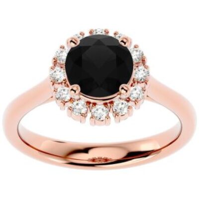 Black Diamond Rings | 1 3/4 Carat Halo Diamond Engagement Ring In 14 Karat Rose Gold