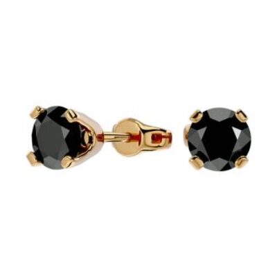 Moissanite Earrings | 1 Carat Black Moissanite Screw Back Stud Earrings In 14K Yellow Gold  | Lowest Moissanite Earring Prices | SuperJeweler