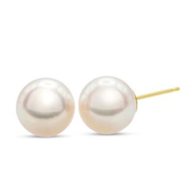 Pearl Stud Earrings | 7MM AA Japanese Akoya Pearl Stud Earrings In 14 Karat Yellow Gold