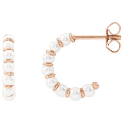 Pearl Drop Earrings | 3MM Freshwater Cultured Pearls In Rose Gold