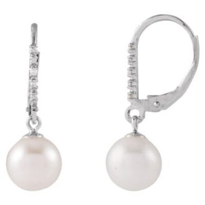 Pearl Drop Earrings | 7MM Freshwater Cultured Pearls In White Gold